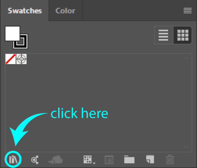 click the swatch library icon