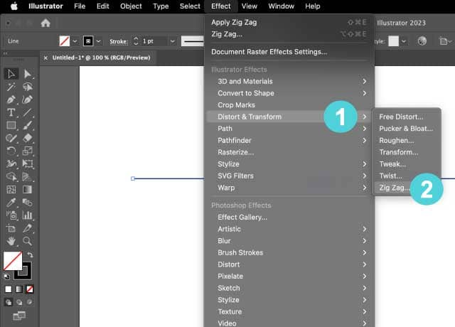 select Effect > Distort & Transform > Zig Zag
