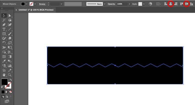 align the rectangle and the zigzag line to Artboard